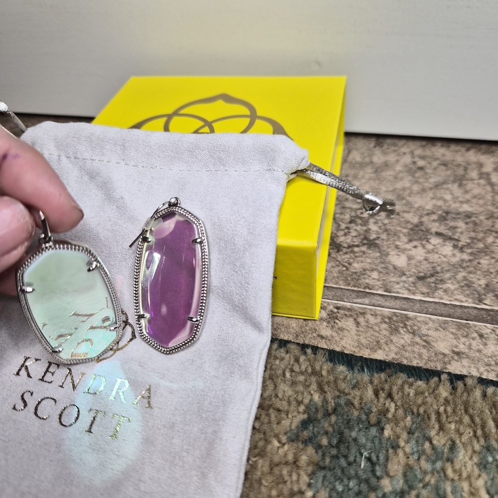 Elle Silver Drop Earrings in Dichroic Glass - Picture 7 of 7